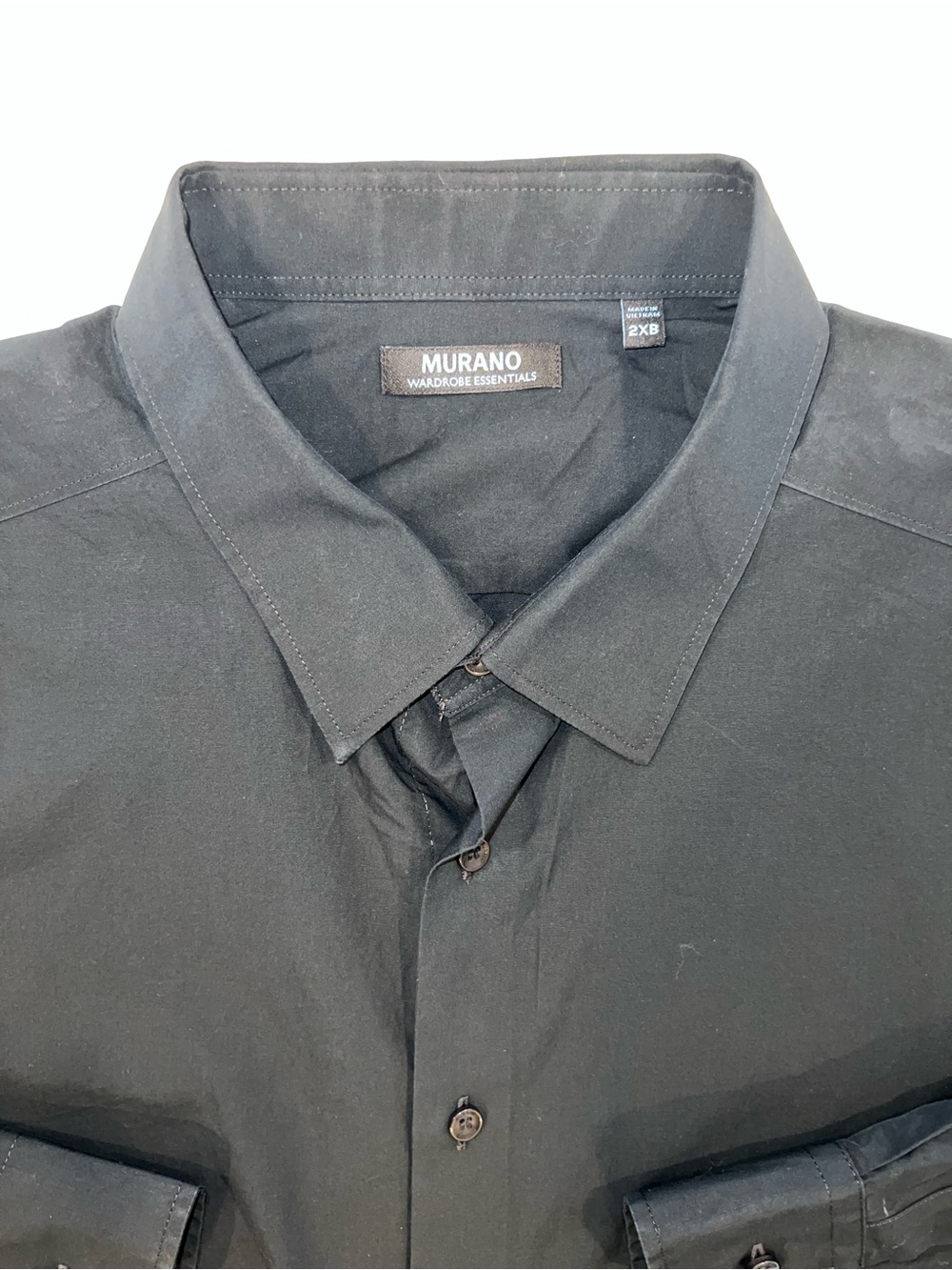 Murano Wardrobe Essentials Men's Black Button-Up Casual Stretch Dress Shirt